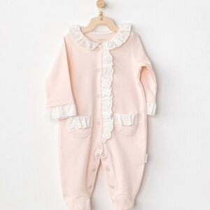 NWT Andywawa Pink Ruffle Peter Pan Footie Sleeper (6-9M)